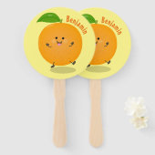 Niedlich tanzende Orangenzitrusfrüchte Fächer (Vorne und Hinten)