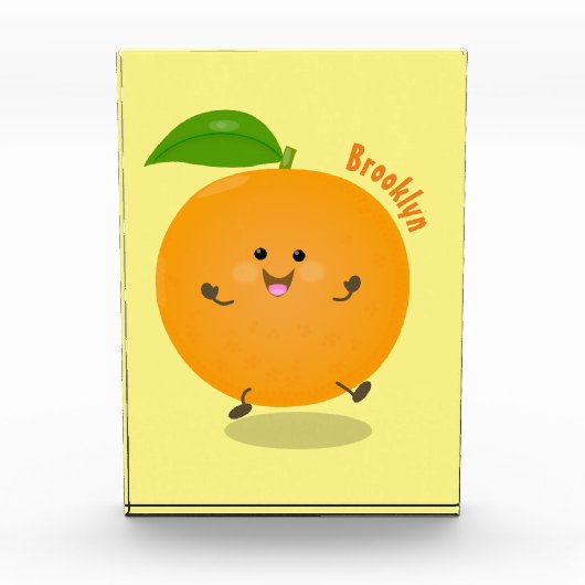 Niedlich tanzende Orangenzitrusfrüchte Fotoblock (Vorderseite)