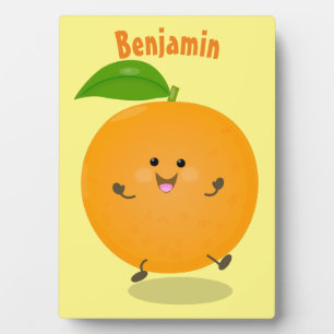 Niedlich tanzende Orangenzitrusfrüchte Fotoplatte