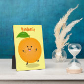 Niedlich tanzende Orangenzitrusfrüchte Fotoplatte (Seite)