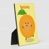 Niedlich tanzende Orangenzitrusfrüchte Fotoplatte (Seite)