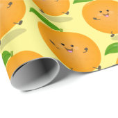 Niedlich tanzende Orangenzitrusfrüchte Geschenkpapier (Rolleneckpunkt)