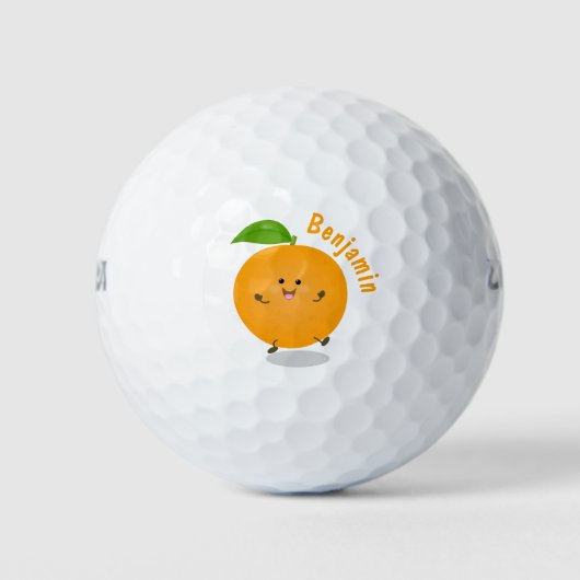 Niedlich tanzende Orangenzitrusfrüchte Golfball (Vorderseite)