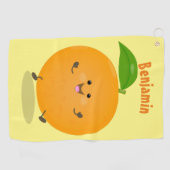 Niedlich tanzende Orangenzitrusfrüchte Golfhandtuch (Horizontal)