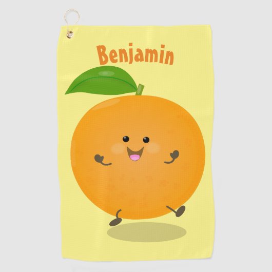 Niedlich tanzende Orangenzitrusfrüchte Golfhandtuch (Vorderseite)