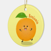 Niedlich tanzende Orangenzitrusfrüchte Keramik Ornament (Links)