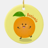 Niedlich tanzende Orangenzitrusfrüchte Keramik Ornament (Hinten)