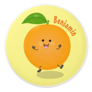 Niedlich tanzende Orangenzitrusfrüchte Keramikknauf