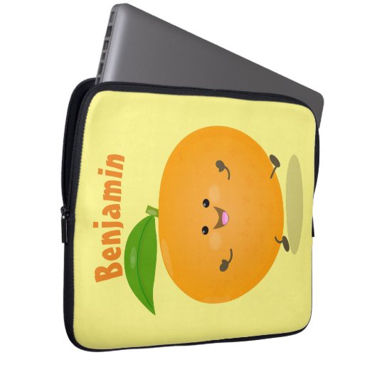 Niedlich tanzende Orangenzitrusfrüchte Laptopschutzhülle (Vorne Rechts)