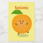 Niedlich tanzende Orangenzitrusfrüchte Lebensmitteletikett (Einzelnes Label)