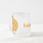 Niedlich tanzende Orangenzitrusfrüchte Mattglastasse (Vorderseite Links)