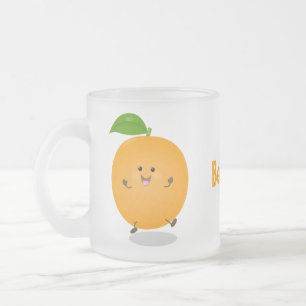 Niedlich tanzende Orangenzitrusfrüchte Mattglastasse