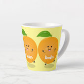 Niedlich tanzende Orangenzitrusfrüchte Milchtasse (Rechte Ecke)