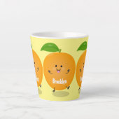 Niedlich tanzende Orangenzitrusfrüchte Milchtasse (Vorderseite)