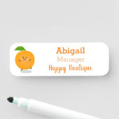 Niedlich tanzende Orangenzitrusfrüchte Namensschild (Beispiel)