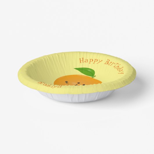 Niedlich tanzende Orangenzitrusfrüchte Pappteller (Gewinkelt)