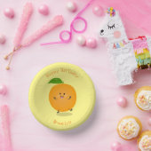 Niedlich tanzende Orangenzitrusfrüchte Pappteller (Party)