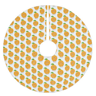 Niedlich tanzende Orangenzitrusfrüchte Polyester Weihnachtsbaumdecke