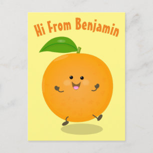 Niedlich tanzende Orangenzitrusfrüchte Postkarte