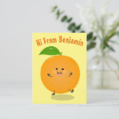 Niedlich tanzende Orangenzitrusfrüchte Postkarte (Stehend Vorderseite)