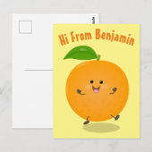 Niedlich tanzende Orangenzitrusfrüchte Postkarte (Vorne/Hinten)