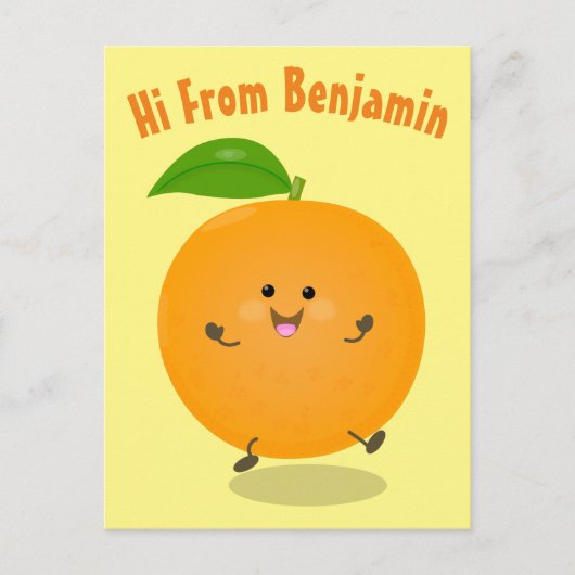Niedlich tanzende Orangenzitrusfrüchte Postkarte (Vorderseite)