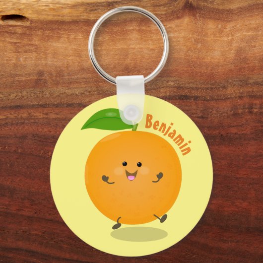 Niedlich tanzende Orangenzitrusfrüchte Schlüsselanhänger (Vorderseite)