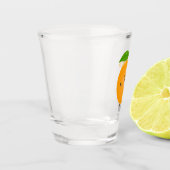 Niedlich tanzende Orangenzitrusfrüchte Schnapsglas (Links)