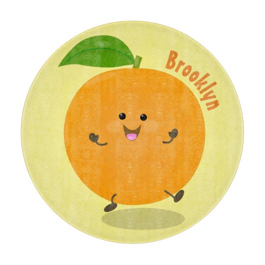 Niedlich tanzende Orangenzitrusfrüchte Schneidebrett (Vorderseite)