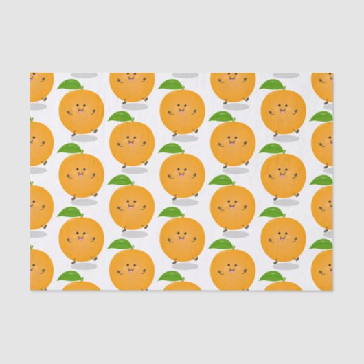 Niedlich tanzende Orangenzitrusfrüchte Seidenpapier (Vorderseite)