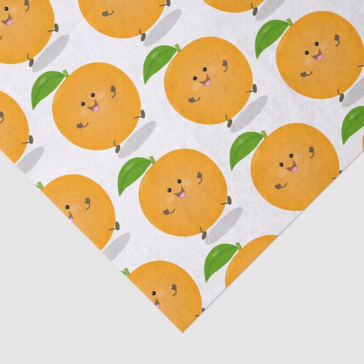 Niedlich tanzende Orangenzitrusfrüchte Seidenpapier (Ausschnitt)