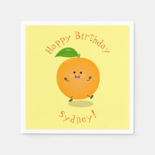 Niedlich tanzende Orangenzitrusfrüchte Serviette (Vorderseite)