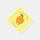 Niedlich tanzende Orangenzitrusfrüchte Serviette (Ecke)
