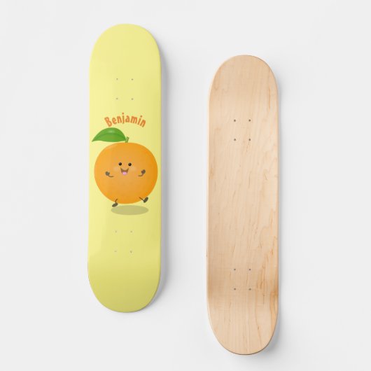 Niedlich tanzende Orangenzitrusfrüchte Skateboard (Vorderseite)