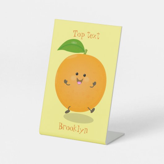 Niedlich tanzende Orangenzitrusfrüchte Sockelschild (Vorderseite)