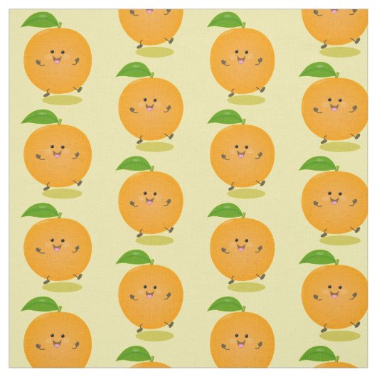 Niedlich tanzende Orangenzitrusfrüchte Stoff (Muster)