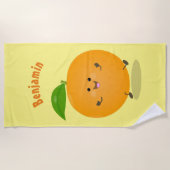 Niedlich tanzende Orangenzitrusfrüchte Strandtuch (Vorderseite)