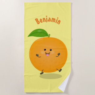 Niedlich tanzende Orangenzitrusfrüchte Strandtuch