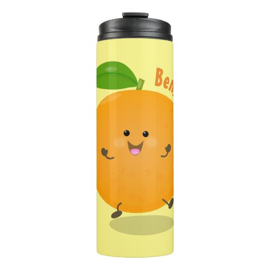 Niedlich tanzende Orangenzitrusfrüchte Thermosbecher (Vorderseite)