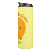 Niedlich tanzende Orangenzitrusfrüchte Thermosbecher (Nach rechts gedreht)