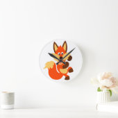 Niedlich tanzender Cartoon Fox Wall Clock Runde Wanduhr (Zuhause)