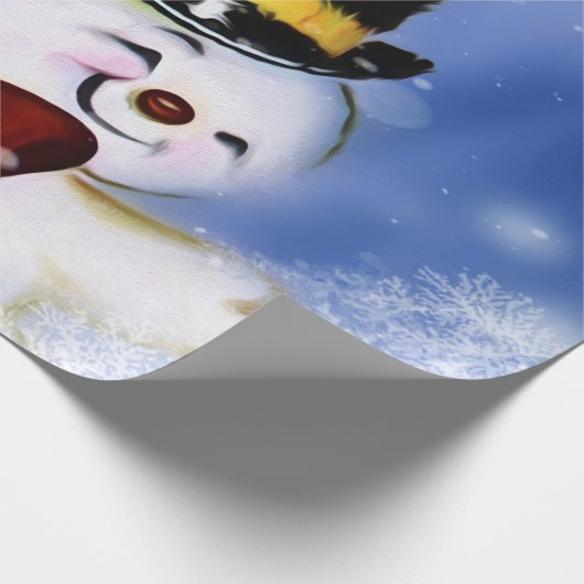 Niedlich tanzender Snowman Geschenkpapier (Ecke)