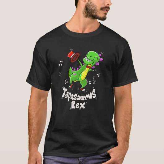 Niedlich Tapasaurus Rex Funny Gestochen Dance Dino T-Shirt (Vorderseite)