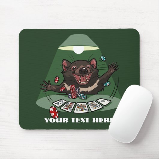 Niedlich Tasmanian Devil Royal Flush Poker Cartoon Mousepad (Mit Mouse)