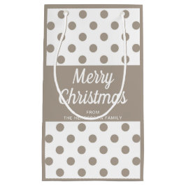 Niedlich Taupe Polka Dots Frohe Weihnachten Kleine Geschenktüte