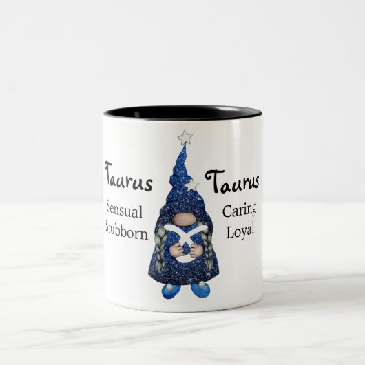 Niedlich Taurus Gnome Zodiac Sign Zweifarbige Tasse (Mittel)