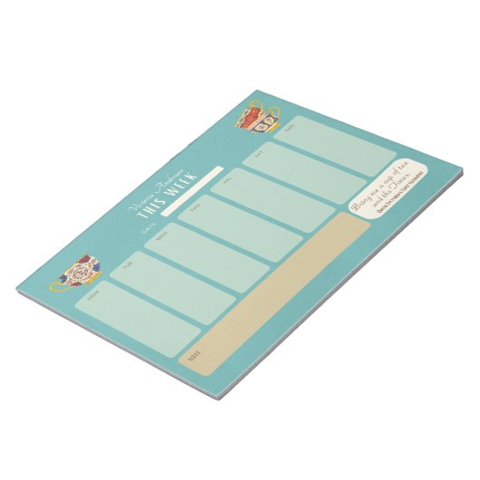 Niedlich Tea Drinker Personalisiert Wochenprogramm Notizblock (angewinkelt)