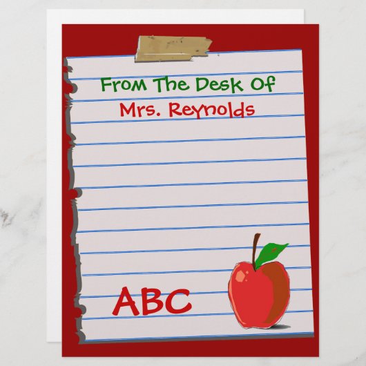 Niedlich Teacher Stationery (Vorne/Hinten)