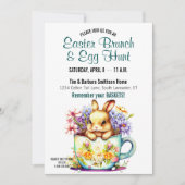 Niedlich Teacup Bunny Floral Ostern Brunch & Eierj Einladung (Vorderseite)