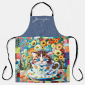 Niedlich Teacup Cat All-over-Print-Schürze Schürze (Vorderseite)